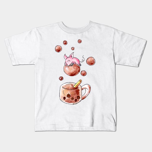 Bubble Tea Bliss Kids T-Shirt by KristenOKeefeArt